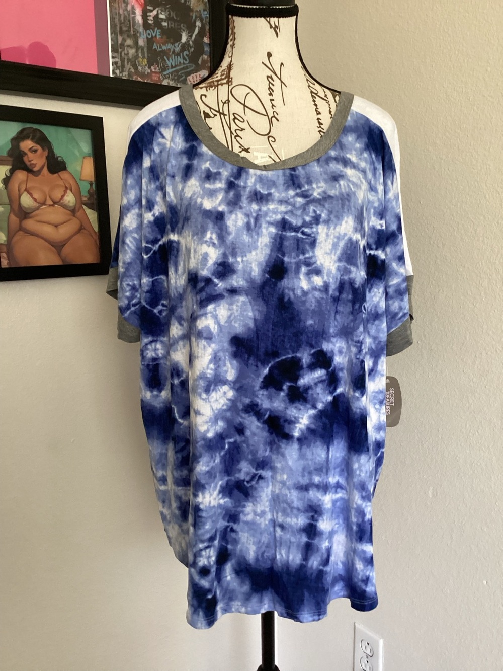Secret Treasures Sleepwear Blue Tie-Dye Women’s Short Sleeve Top 2X NWT